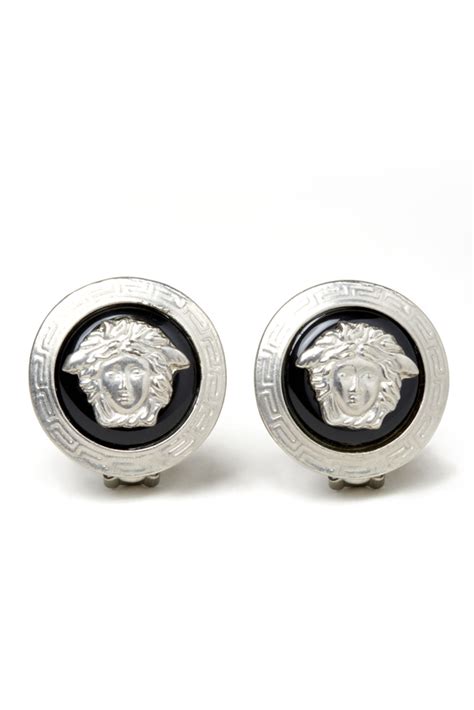 versace silver rings|Versace clip on earrings.